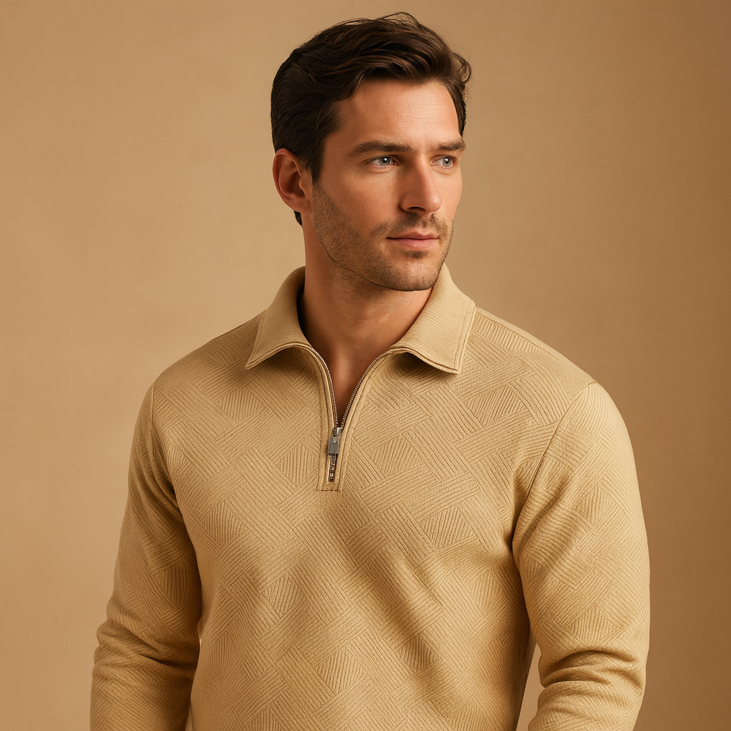 Men's Polo Sweater | Comfortable Fit with Zipper