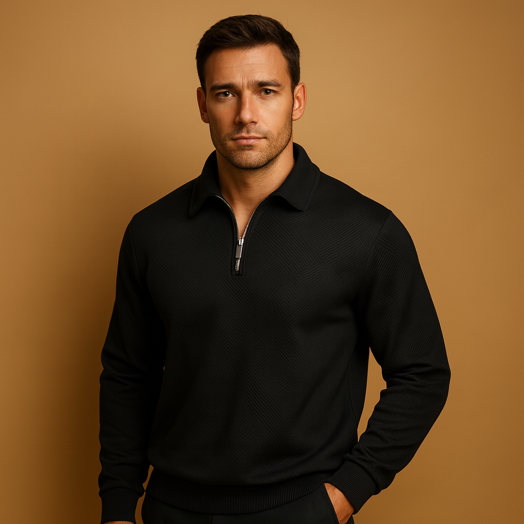 Men's Polo Sweater | Comfortable Fit with Zipper
