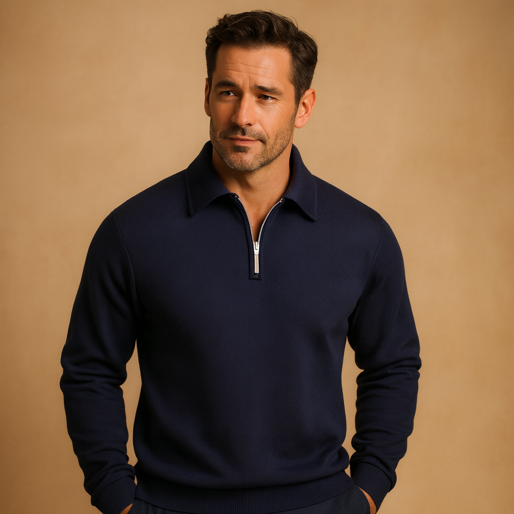 Men's Polo Sweater | Comfortable Fit with Zipper