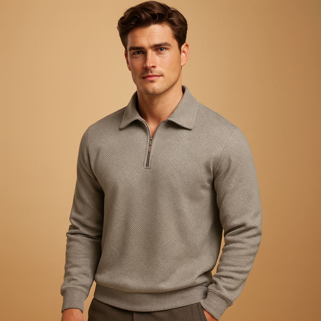 Men's Polo Sweater | Comfortable Fit with Zipper