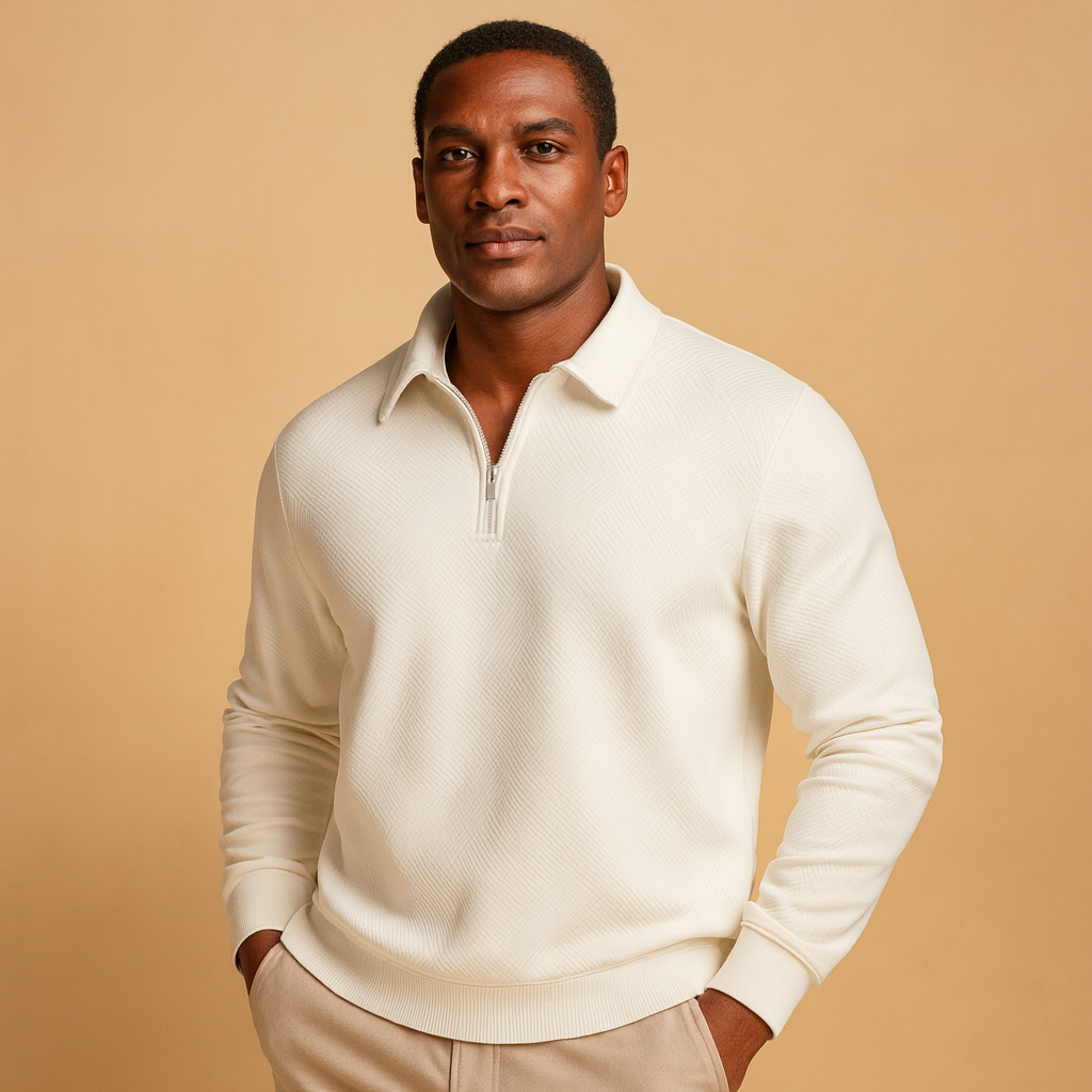 Men's Polo Sweater | Comfortable Fit with Zipper