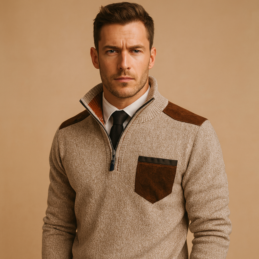Men's Sweater | Half-Zip Collar Cut