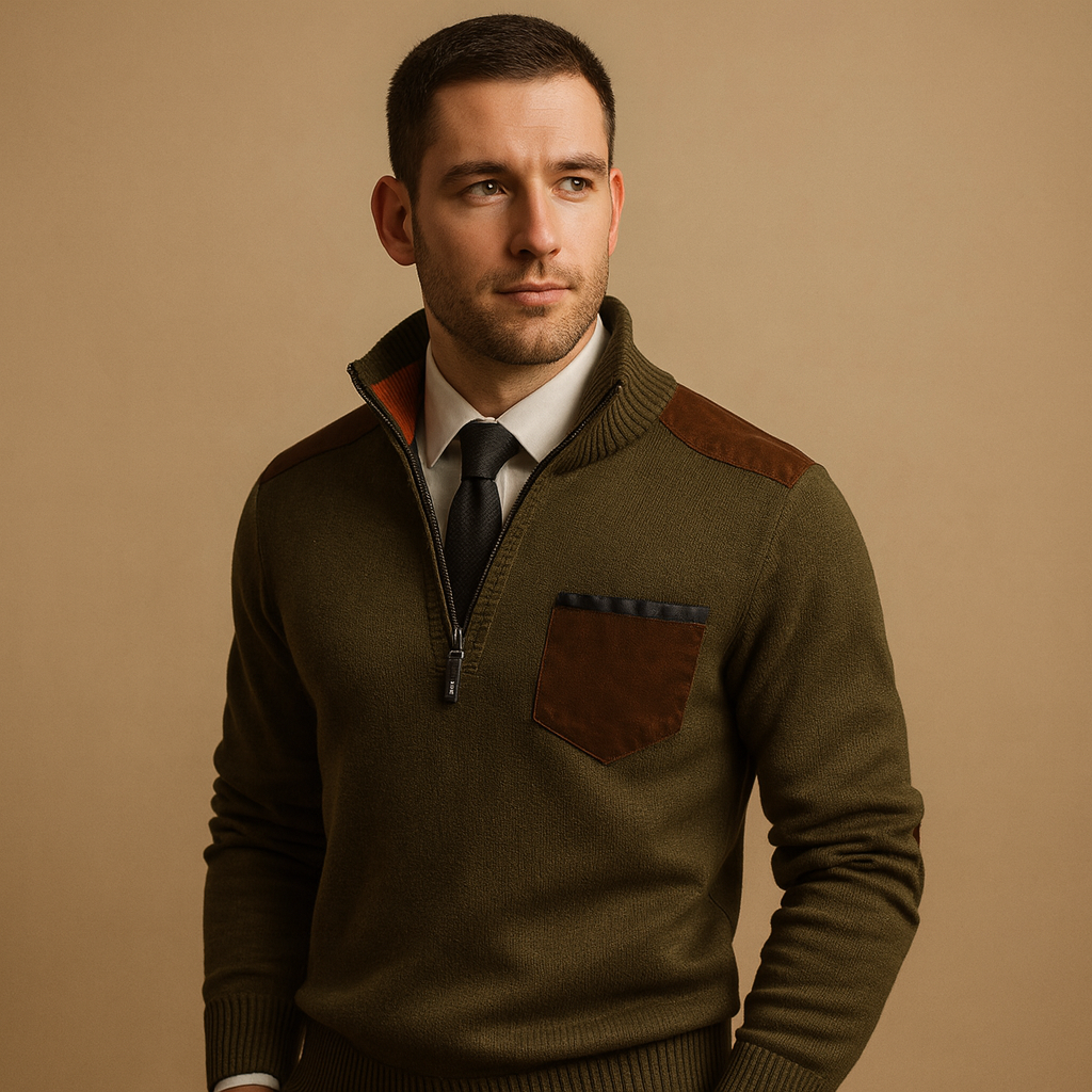Men's Sweater | Half-Zip Collar Cut