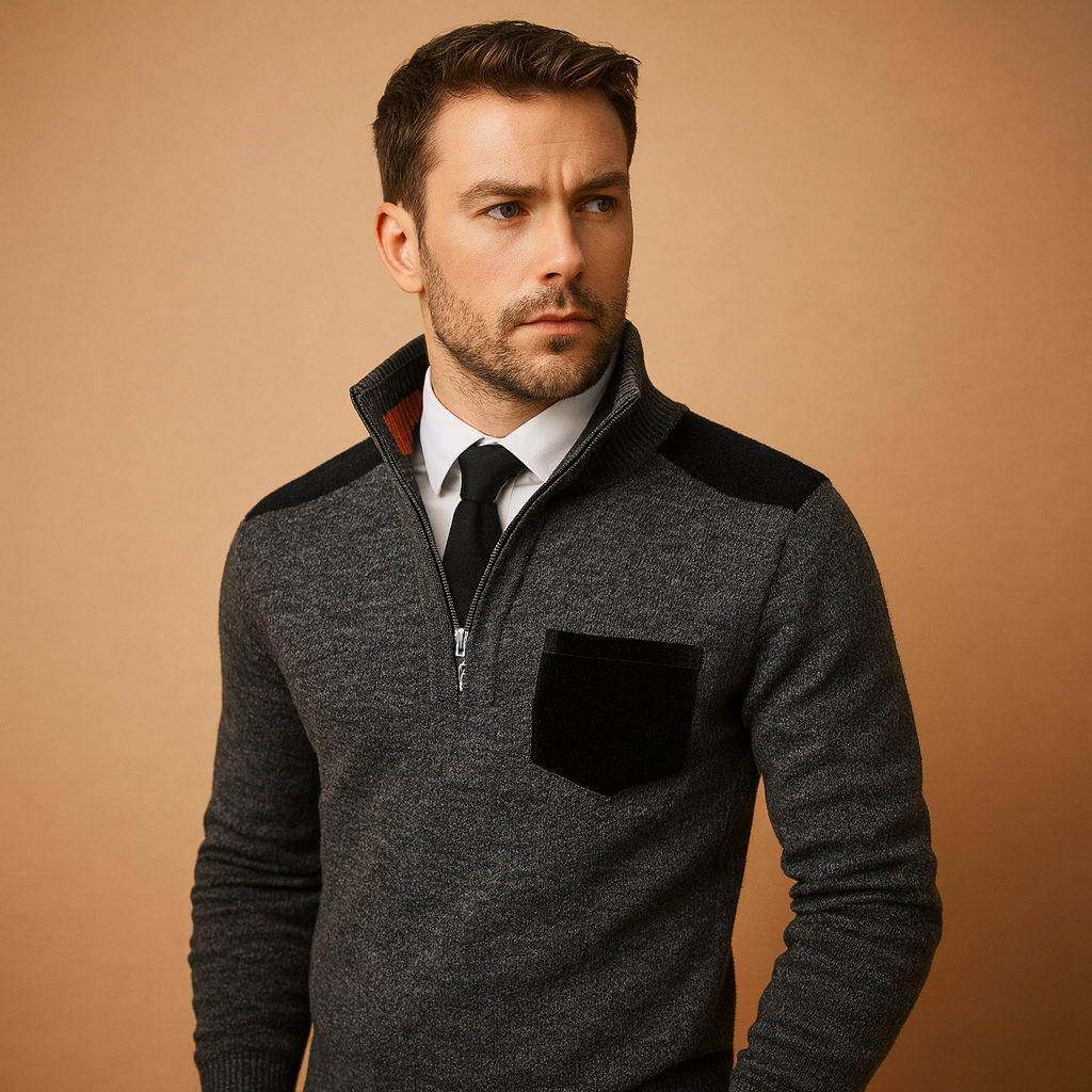 Men's Sweater | Half-Zip Collar Cut