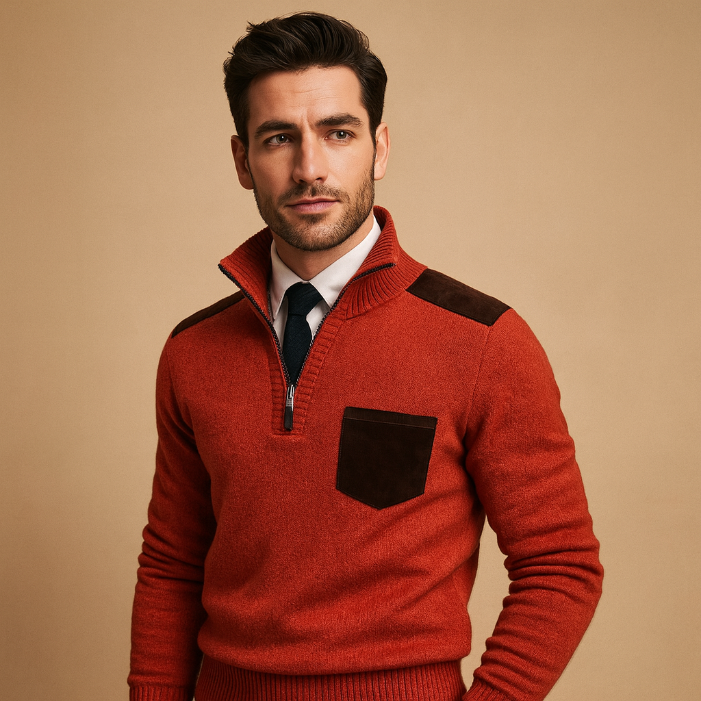 Men's Sweater | Half-Zip Collar Cut