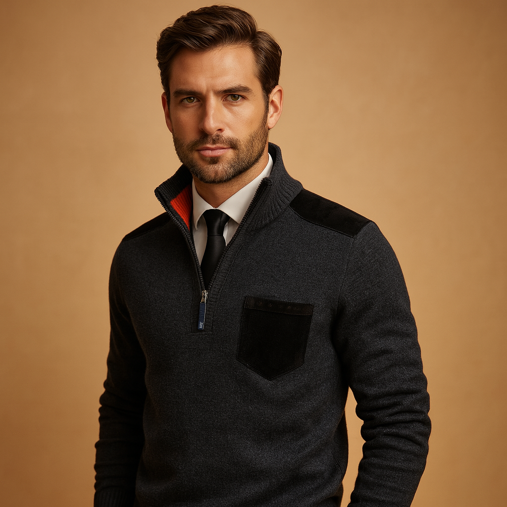 Men's Sweater | Half-Zip Collar Cut