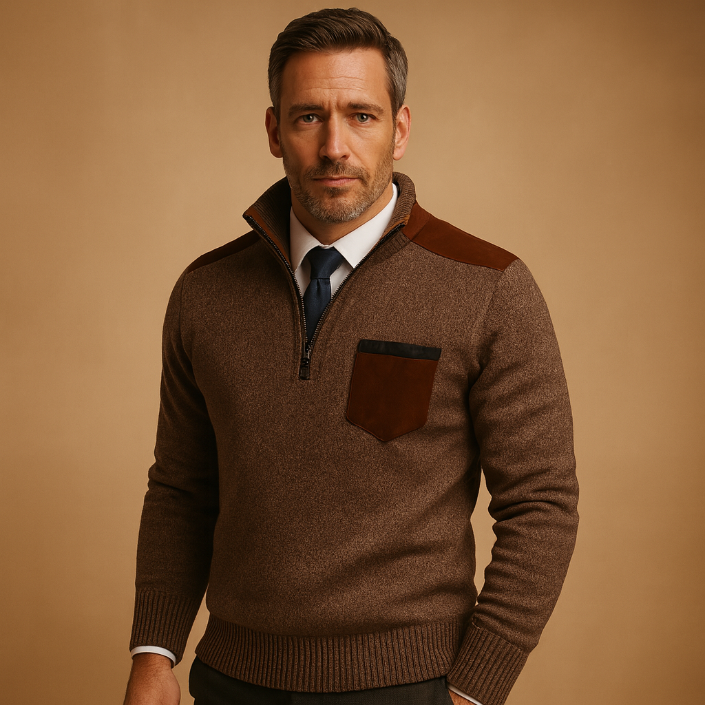 Men's Sweater | Half-Zip Collar Cut