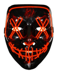 Black Red LED Light Up Splatter Half Face Halloween Glow Costume Mask for Men