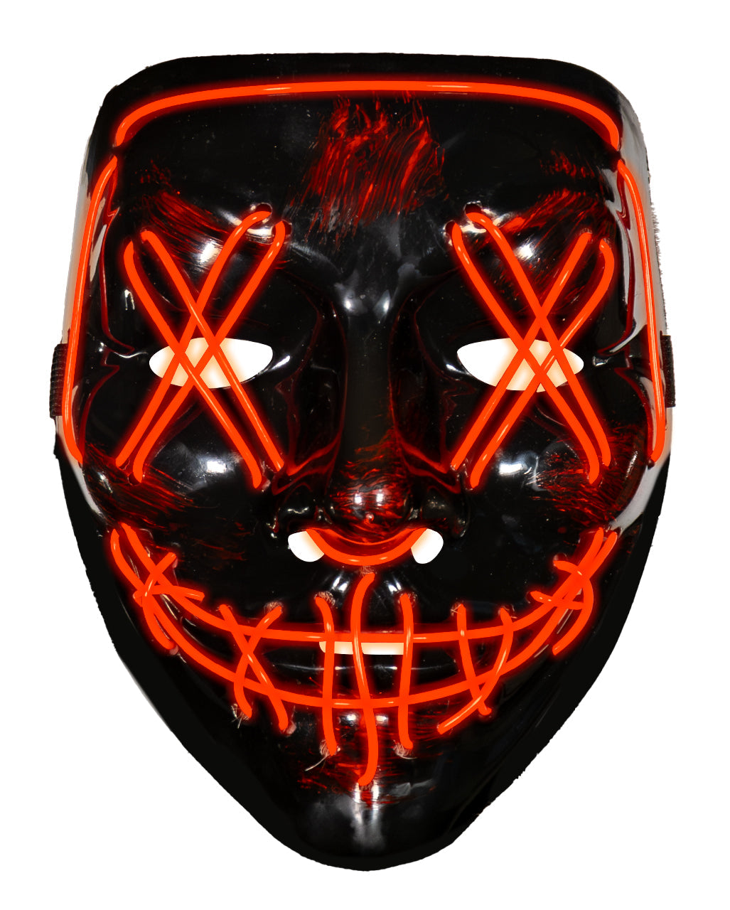 Black Red LED Light Up Splatter Half Face Halloween Glow Costume Mask for Men