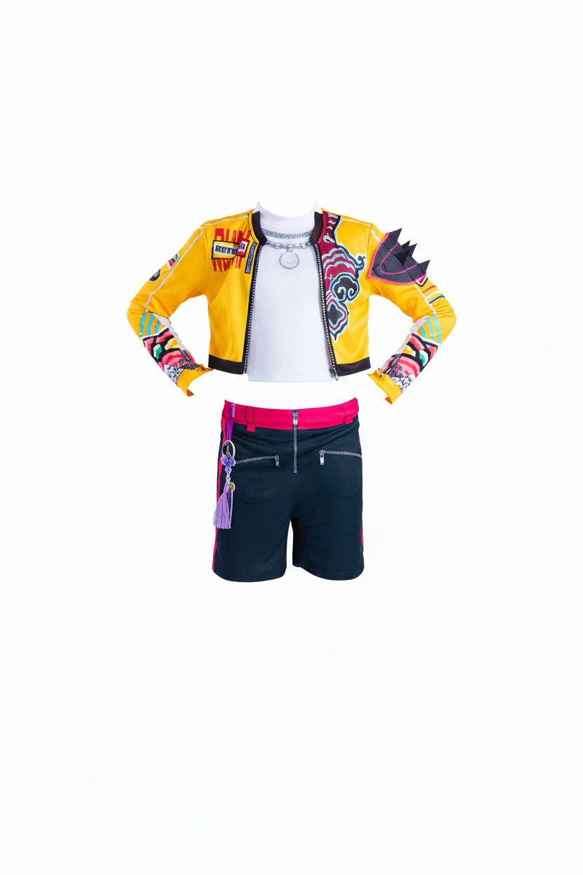 Yellow Black White Three Piece Hero Costume for Women | Halloween Cosplay