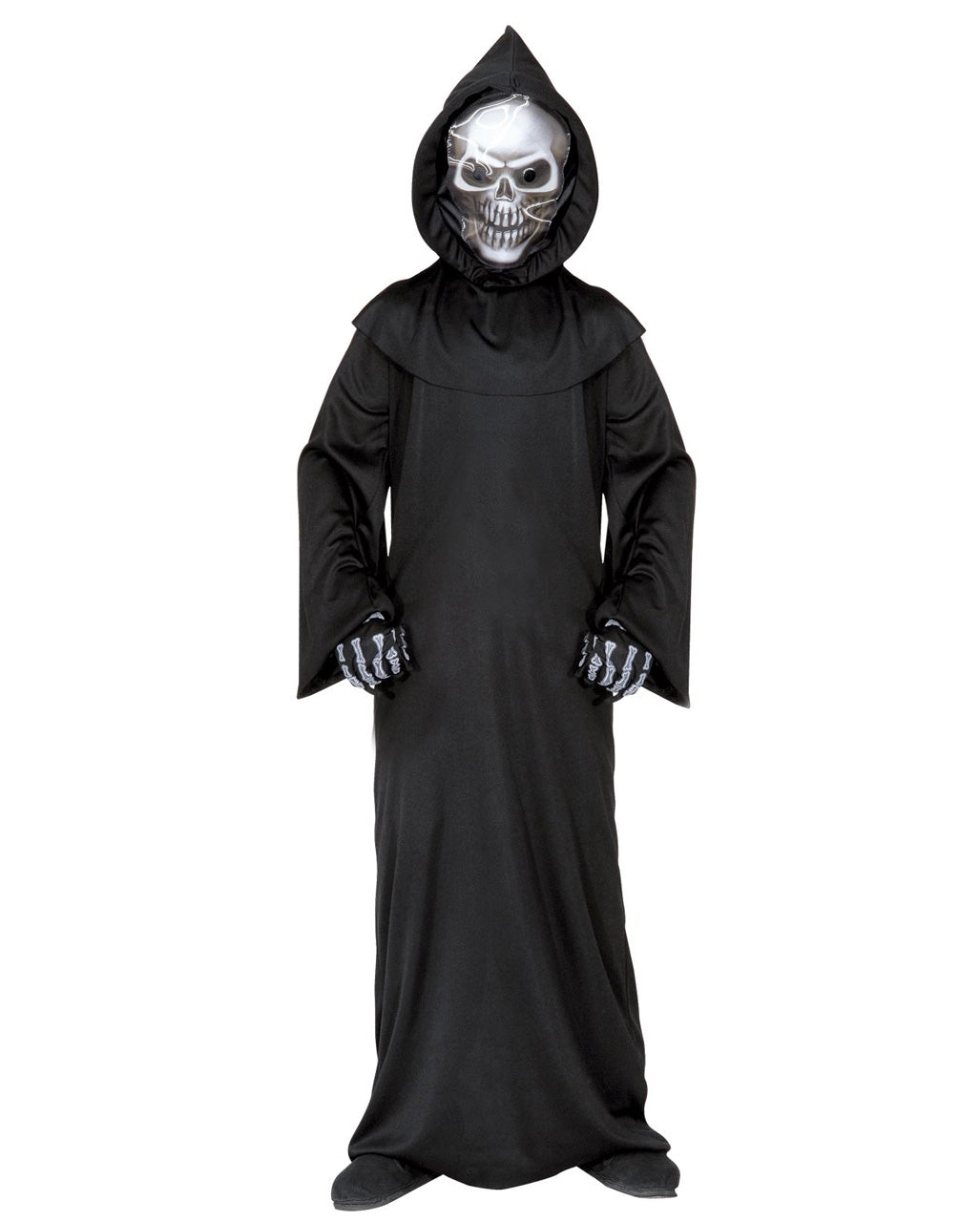 Black Polyester Grim Reaper Robe Costume with Skull Mask for Boys | Halloween