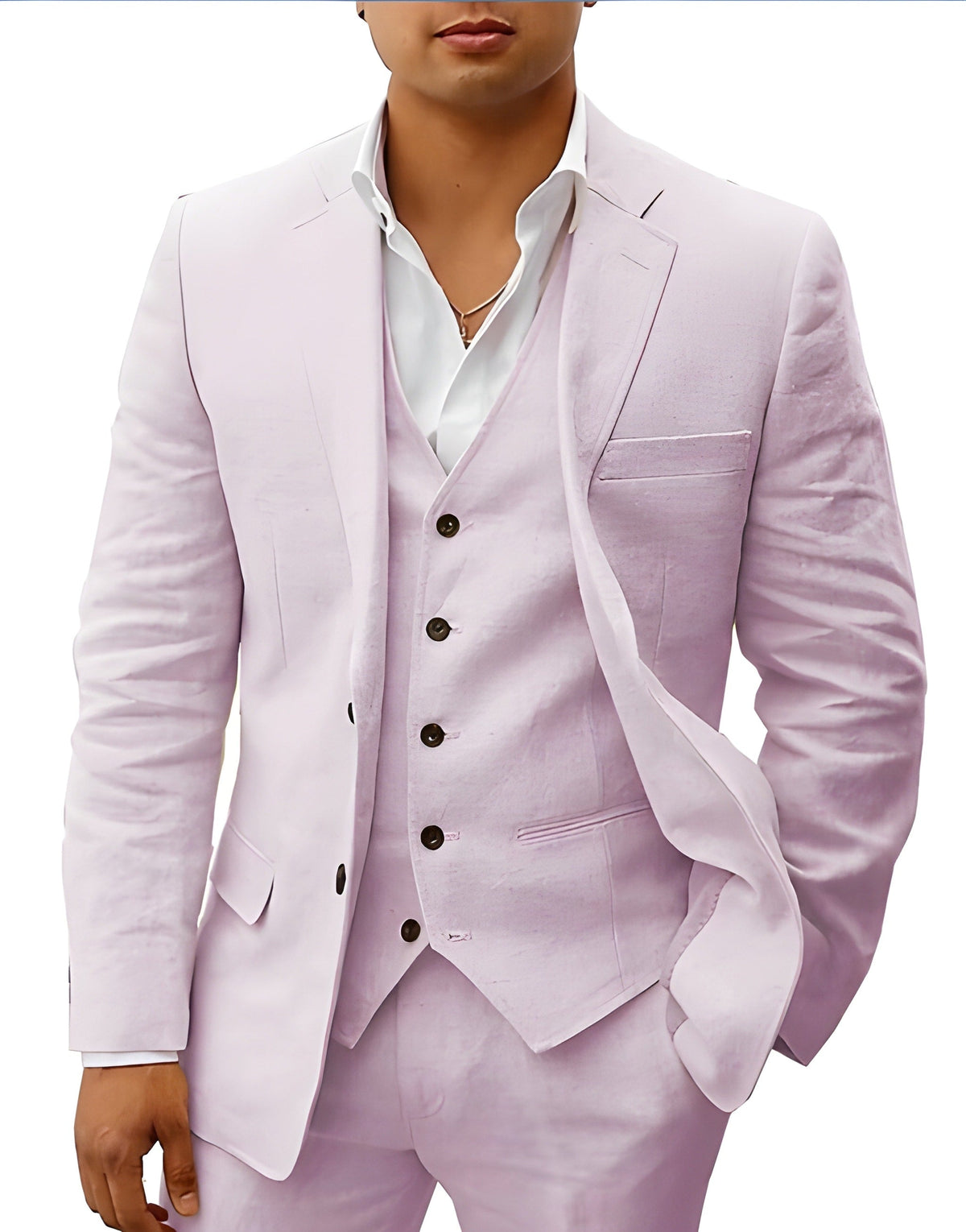 Notch Lapel Three Piece Tailored Suit for Men | Wedding Ceremony Formal Wear
