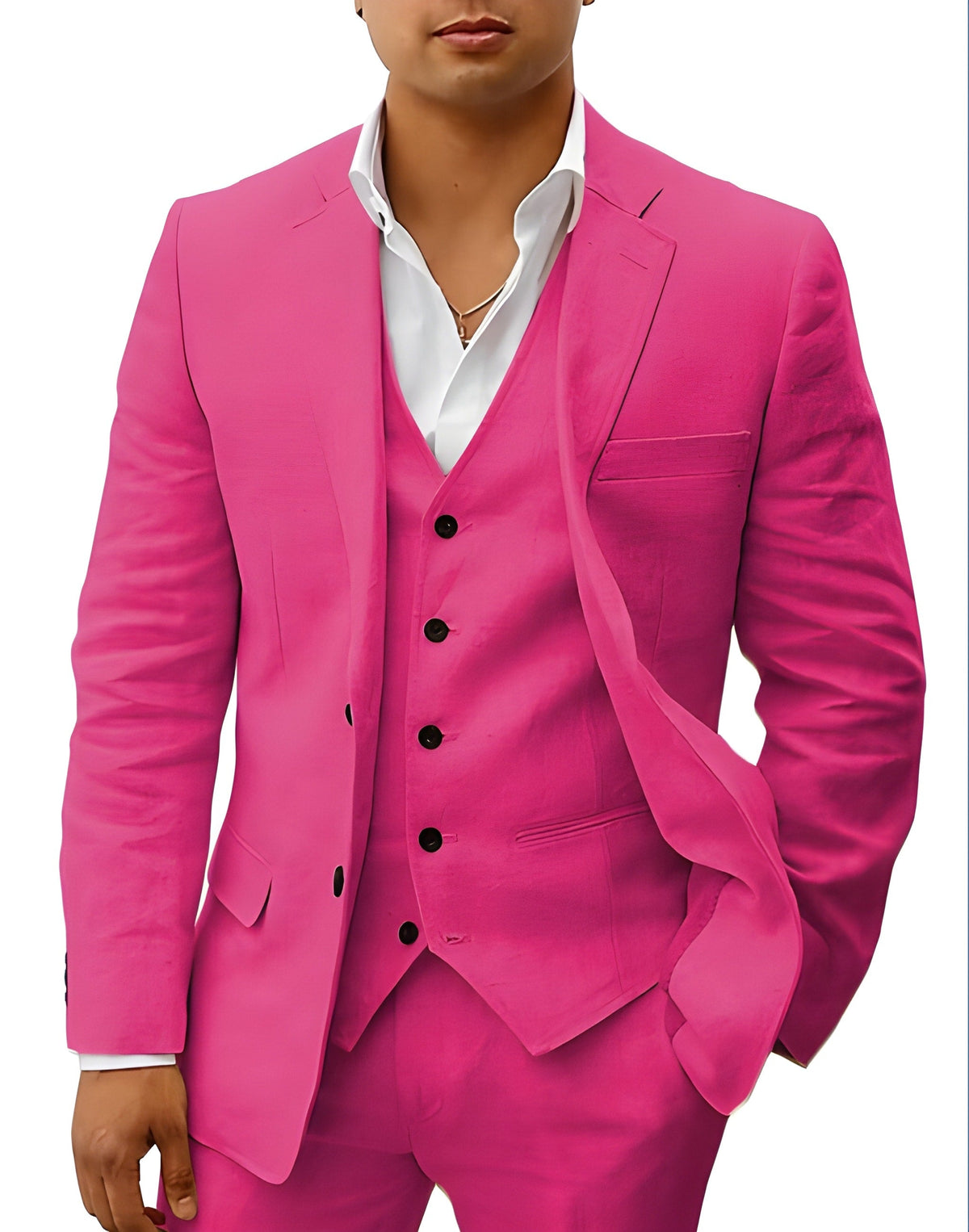 Notch Lapel Three Piece Tailored Suit for Men | Wedding Ceremony Formal Wear