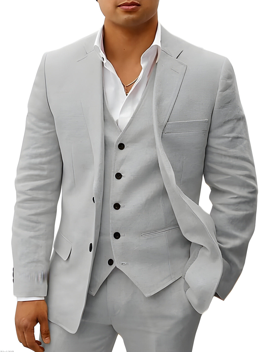 Notch Lapel Three Piece Tailored Suit for Men | Wedding Ceremony Formal Wear