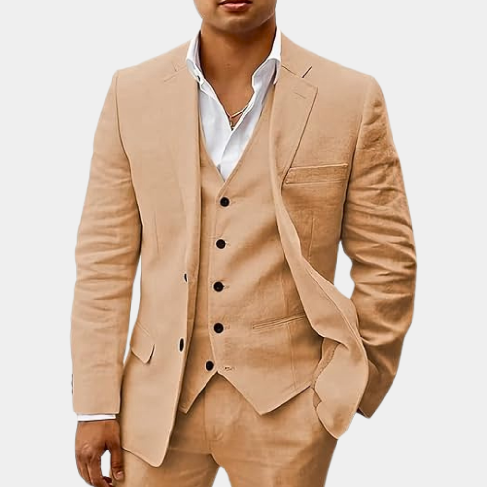 Notch Lapel Three Piece Tailored Suit for Men | Wedding Ceremony Formal Wear