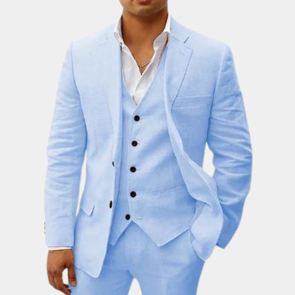 Notch Lapel Three Piece Tailored Suit for Men | Wedding Ceremony Formal Wear