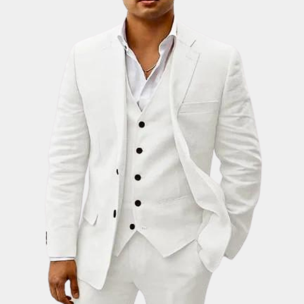 Notch Lapel Three Piece Tailored Suit for Men | Wedding Ceremony Formal Wear