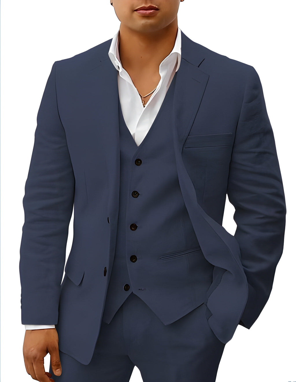 Notch Lapel Three Piece Tailored Suit for Men | Wedding Ceremony Formal Wear