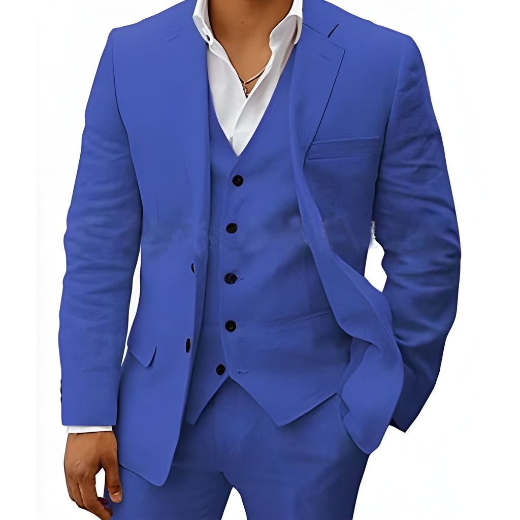 Notch Lapel Three Piece Tailored Suit for Men | Wedding Ceremony Formal Wear