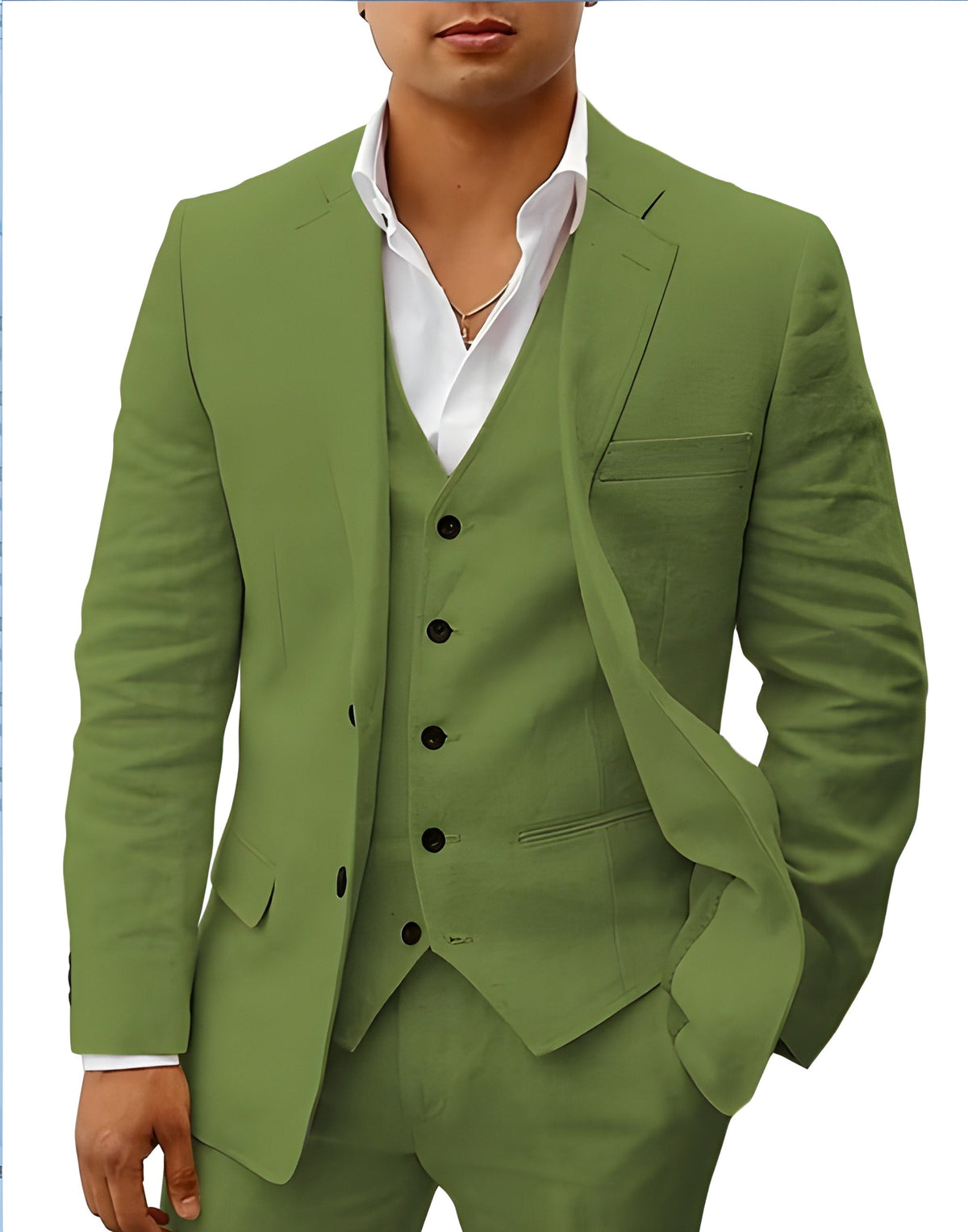 Notch Lapel Three Piece Tailored Suit for Men | Wedding Ceremony Formal Wear