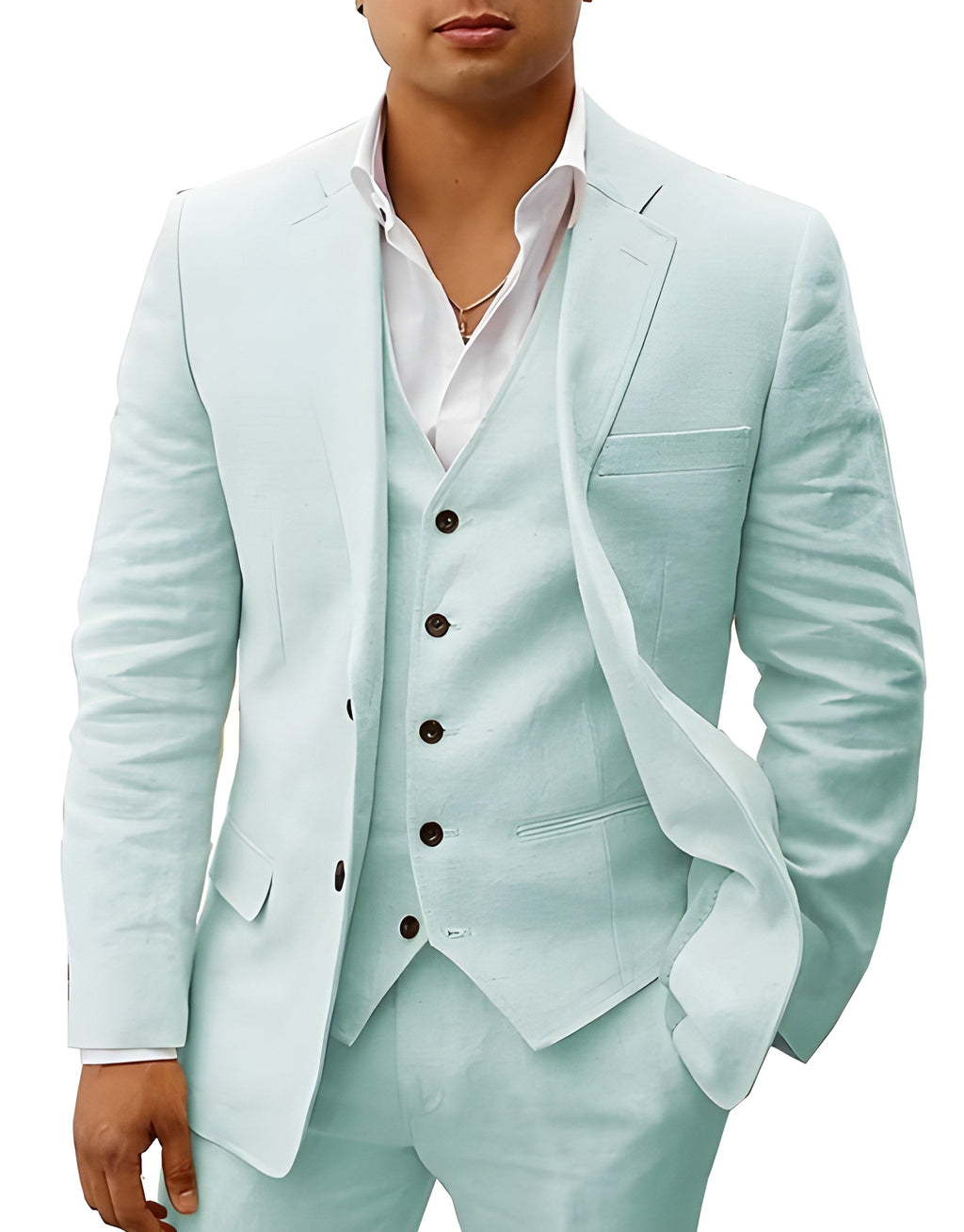Notch Lapel Three Piece Tailored Suit for Men | Wedding Ceremony Formal Wear