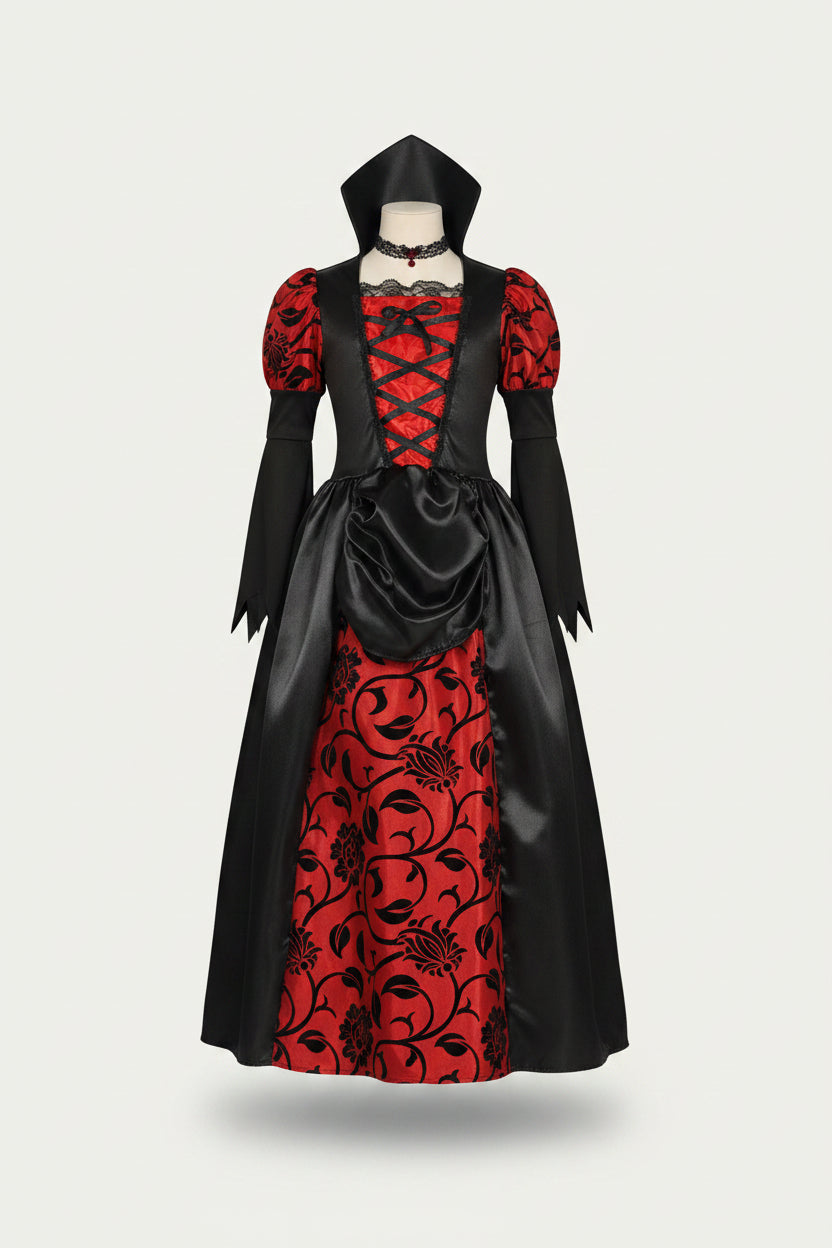 Red and Black Vampire Princess Costume Dress for Girls Halloween Party