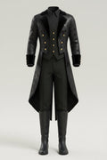 Black Gold Embossed Victorian Tailored Costume Coat for Men | Halloween Party