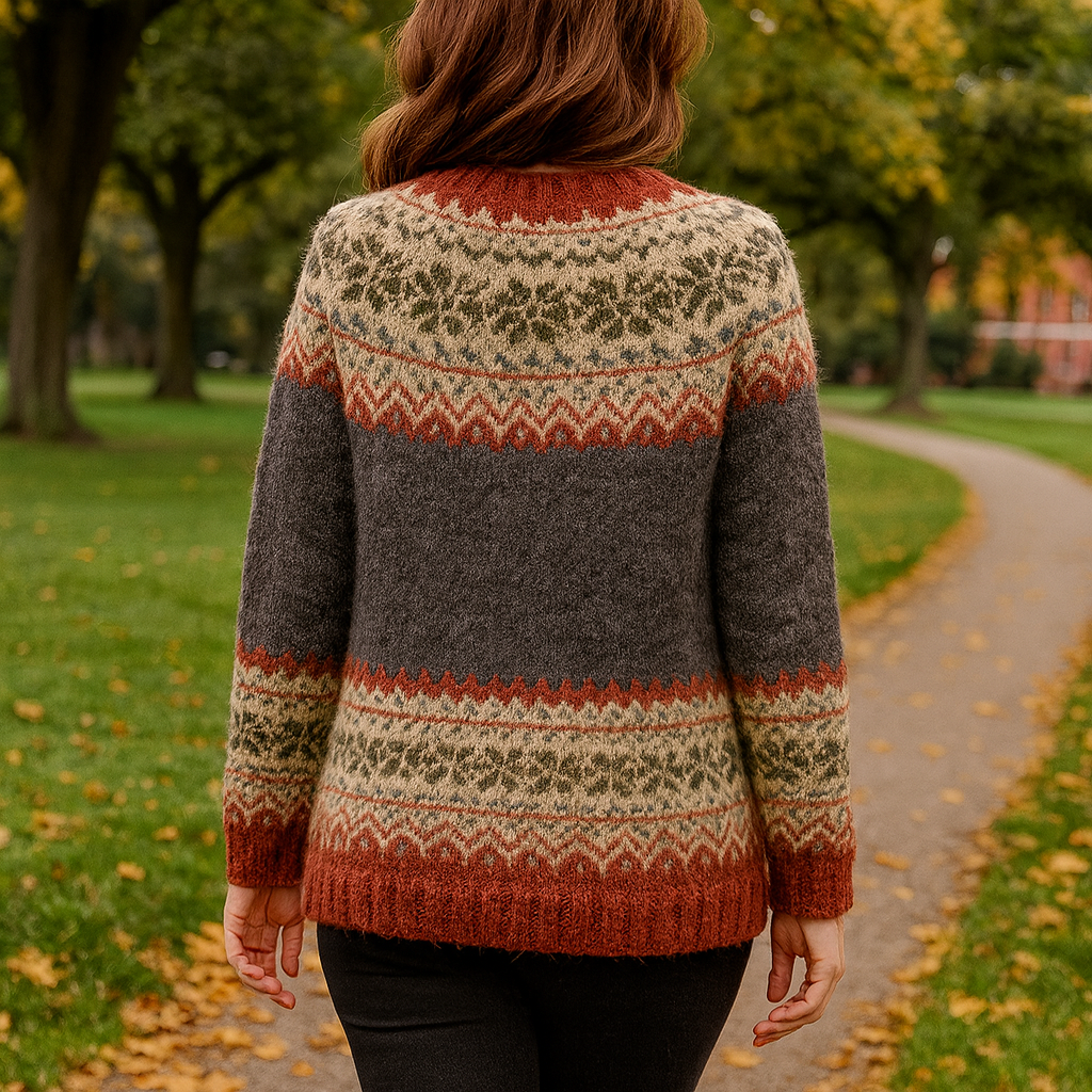 Women's Cardigan | Norwegian Pattern Button Closure Long Sleeves