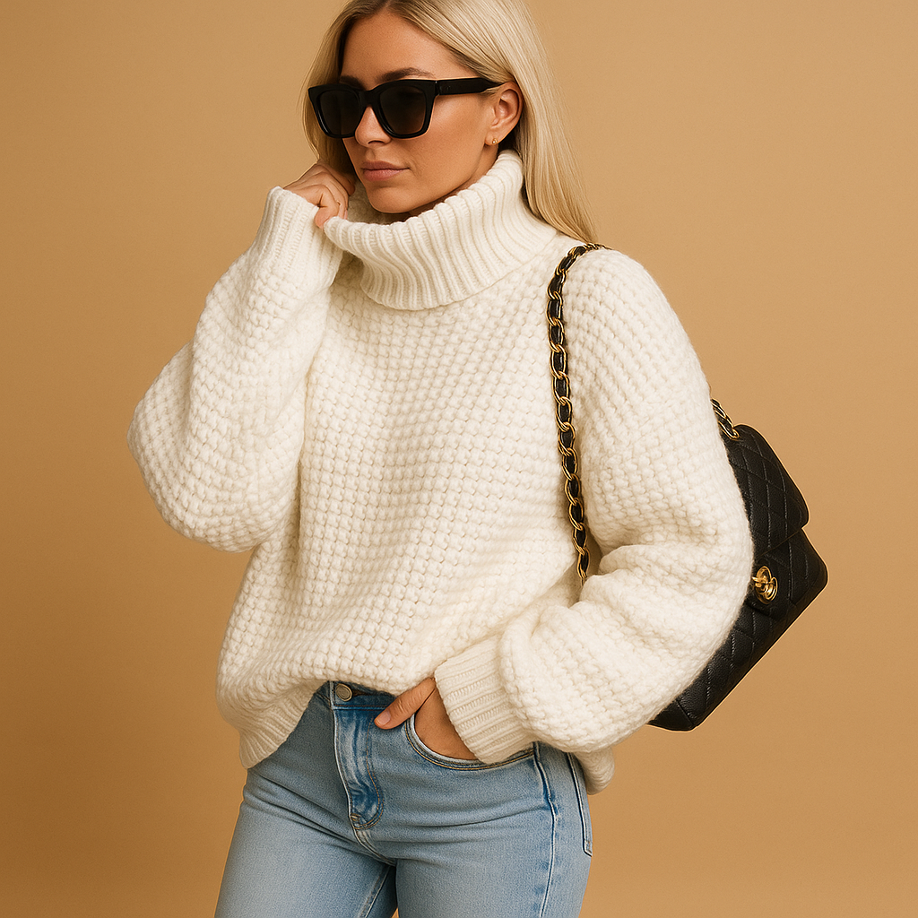 Warm Knitted Women's Sweater | Comfortable Long Sleeve Sweater