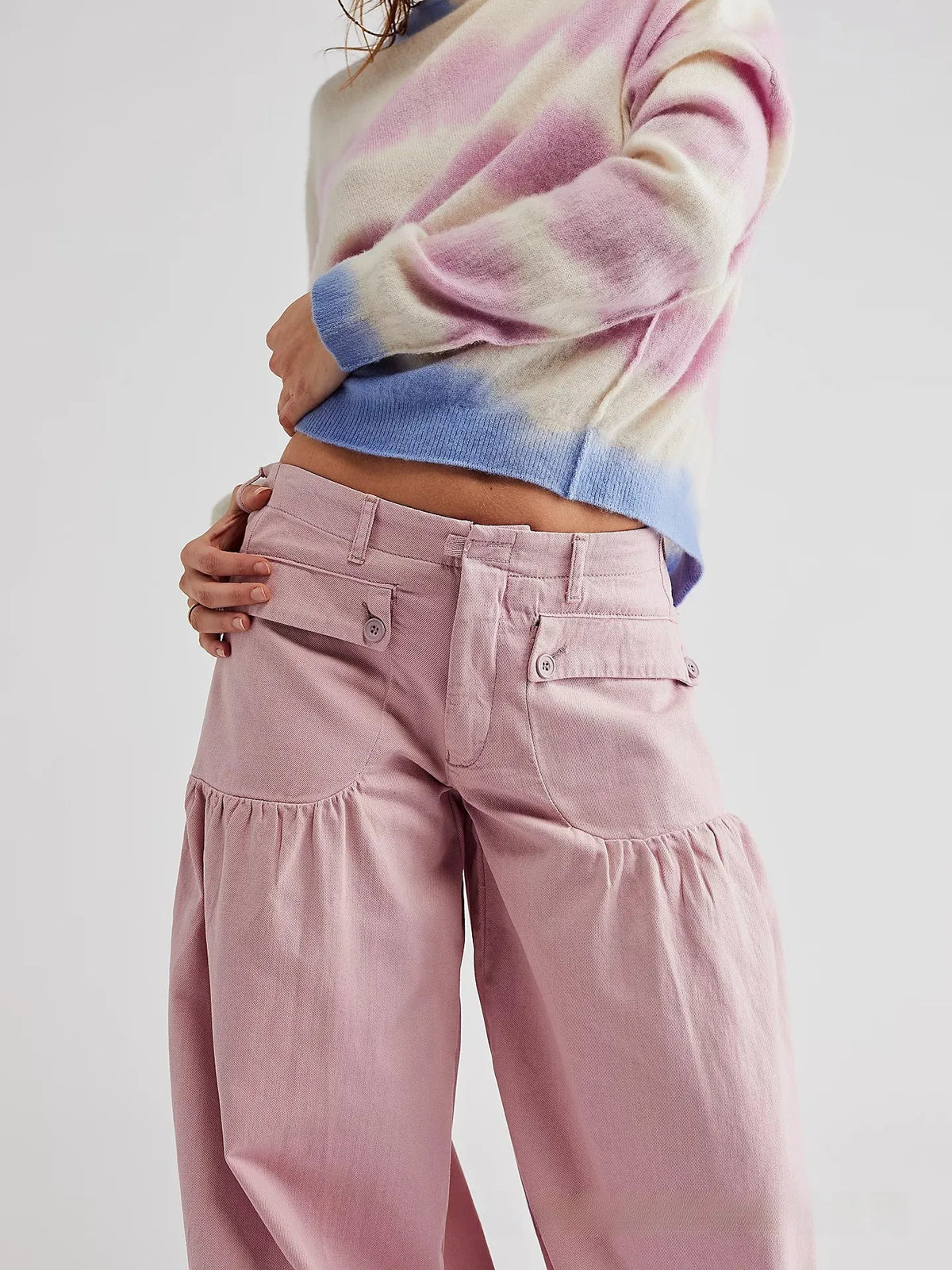 Lightweight Wide Leg Pleated Palazzo Pants with Double Pockets for Women