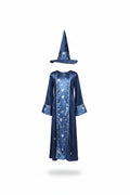 Blue Silver Star Wizard Robe and Hat Costume for Boys | Halloween Fancy Dress