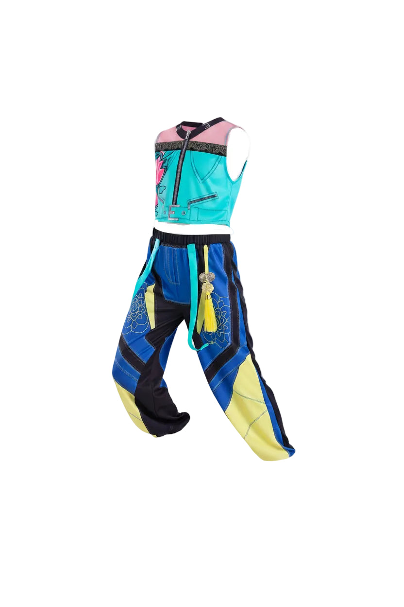 Turquoise Blue Three Piece K-Pop Hero Halloween Costume for Boys | Fancy Dress